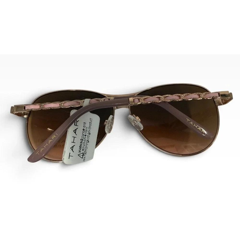 Tahari Sunglasses Aviator Pink Gold TH649 New with tag